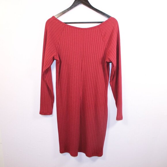 Old Navy Women’s XL Red Ribbed Long Sleeve Sweater Dress Cozy Knit - Picture 2 of 11